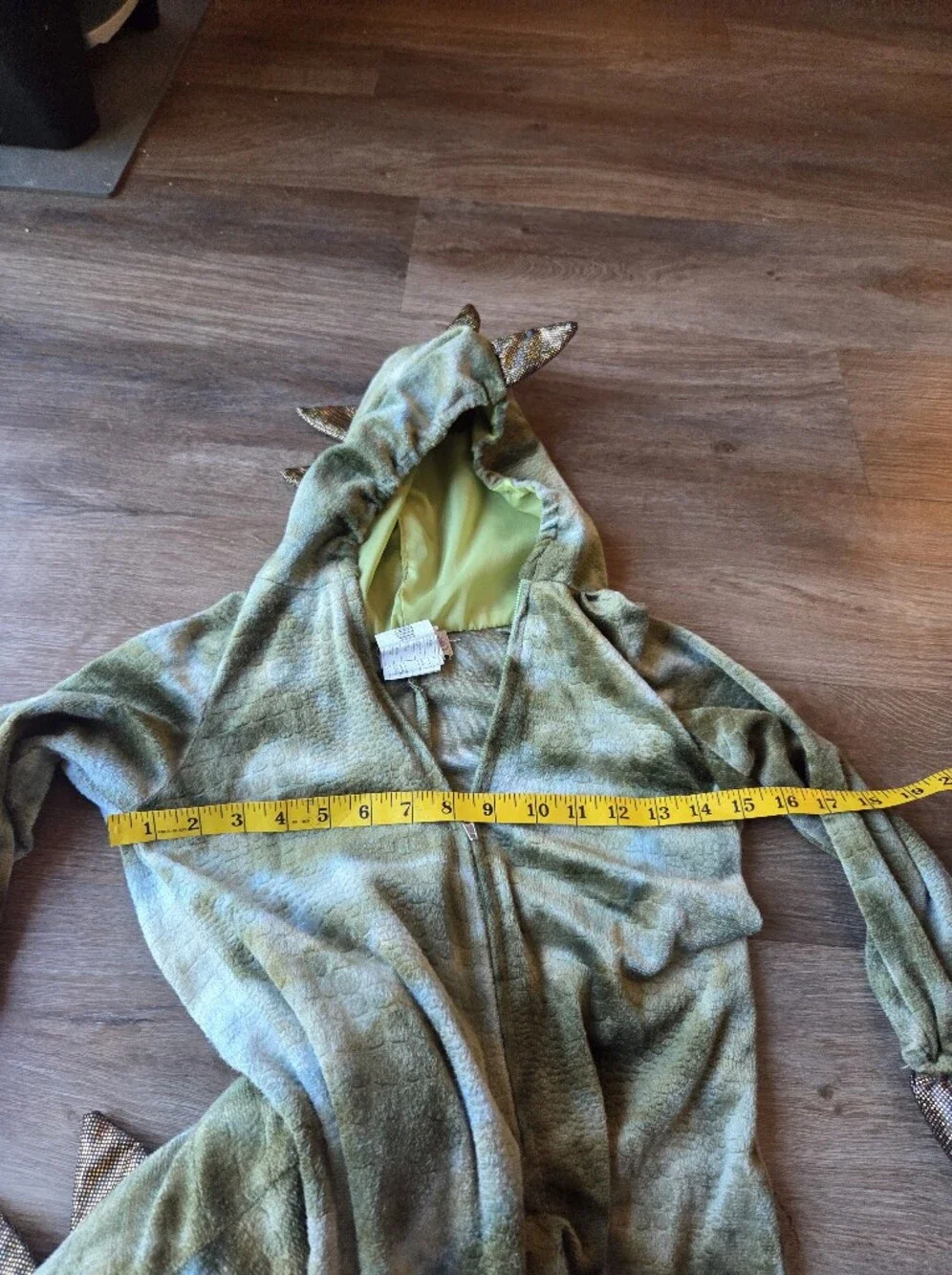 Princess Paradise Kids Green Gold Scaled Dinosaur Costume Hooded Jumpsuit 18-24